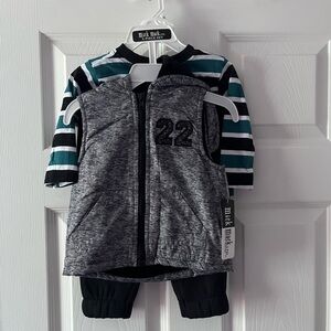 Mick Mack Gray and Teal Kids Hoodie & Shirt Set